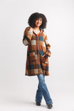 Papillon Knit Plaid Hooded Jacket Rust