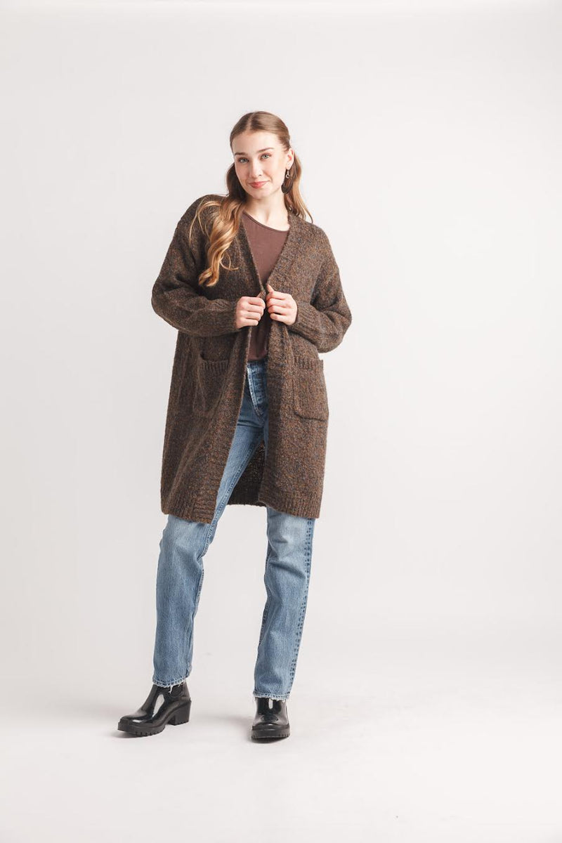 Papillon Marl Pocket Cardigan Chocolate