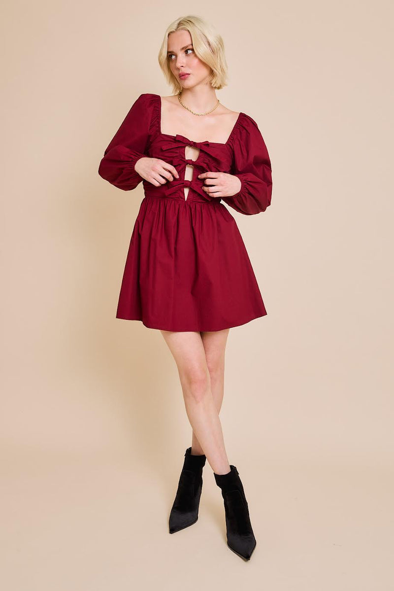 Lelis Bow Dress Burgundy