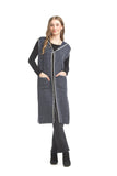 Papillon Long Hooded Vest Denim Blue