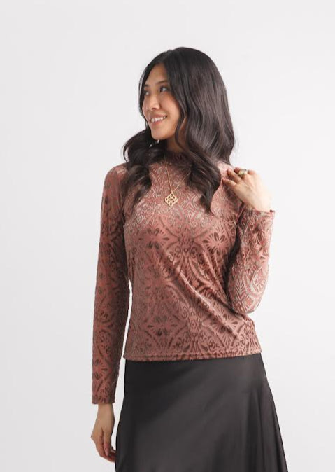 Papillon Velvet Burnout Top Rose