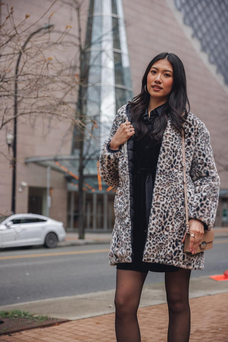 Papillon Reversible Puffer Jacket Black Leopard