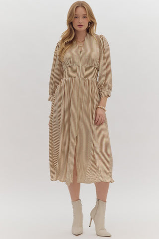 Entro Stripe Zip Dress Brown