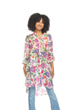 Papillon Floral Button front Tunic Pink