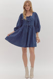 Entro Denim Bow Dress Dark Wash