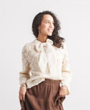 Papillon Knit Tie Front Sweater In Cream