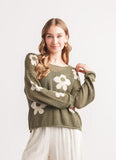 Papillon Daisy Knit Sweater Khaki