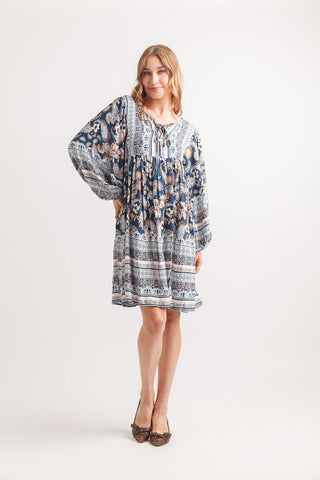Papillon Paisley Print Dress Navy