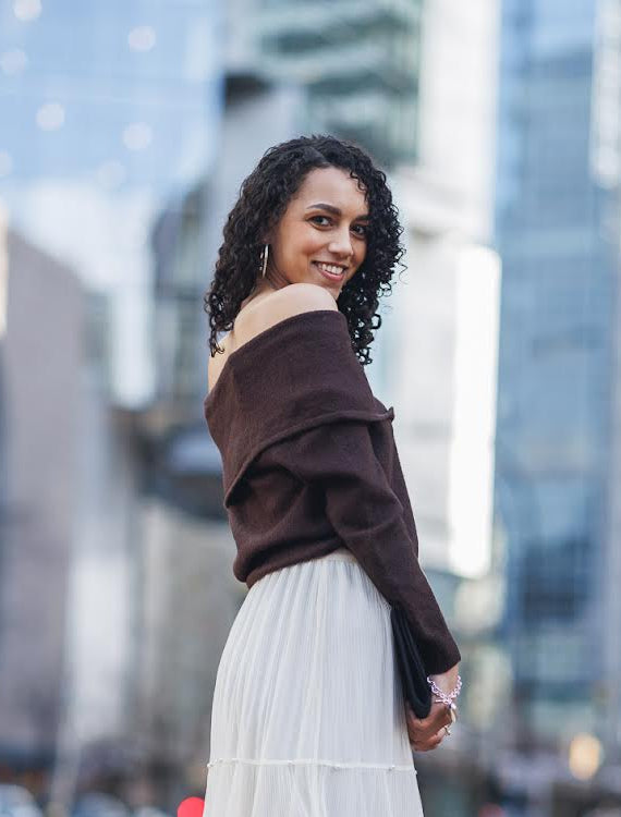 Papillon Off The Shoulder Sweater Brown