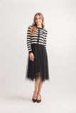 Papillon Sweater Dress With Tulle Skirt Black & White