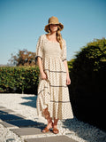 Aaron & Amber Polka Dot Midi Dress Natural