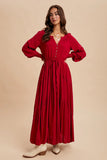In Loom Lace Insert Maxi Dress Cherry