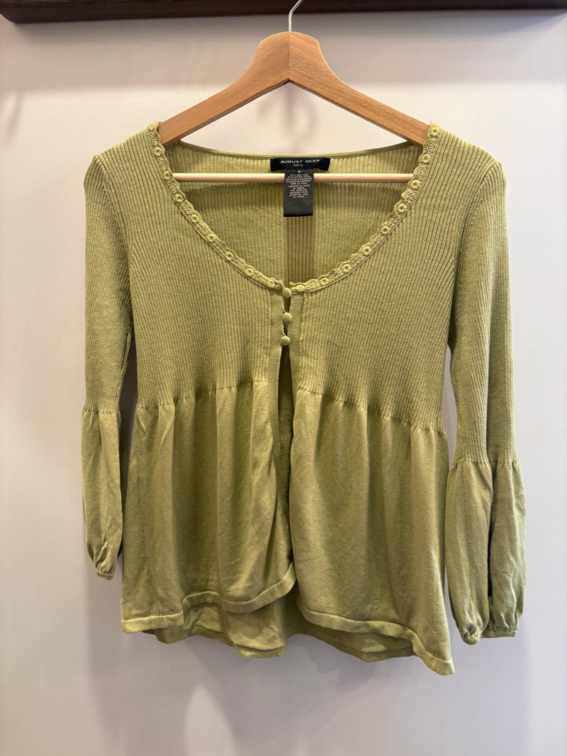 Sneezeweed Sage Green August Silk Blouse