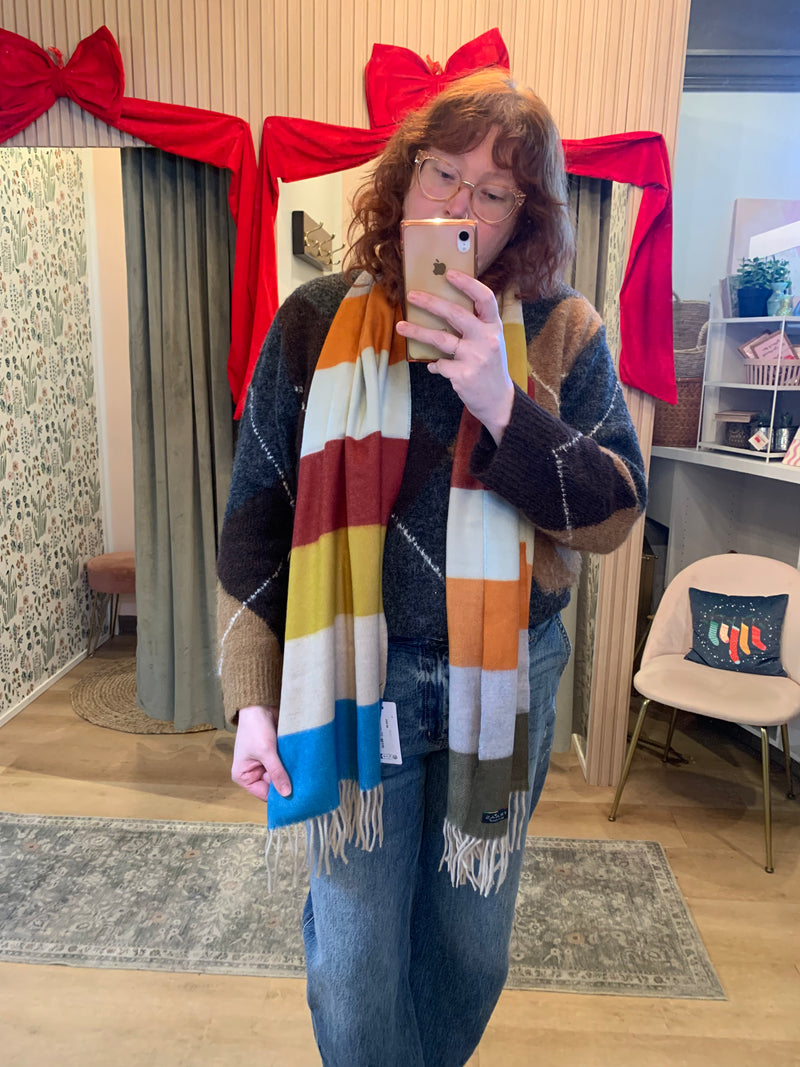 Fraas Colour Block Cashmink Scarf