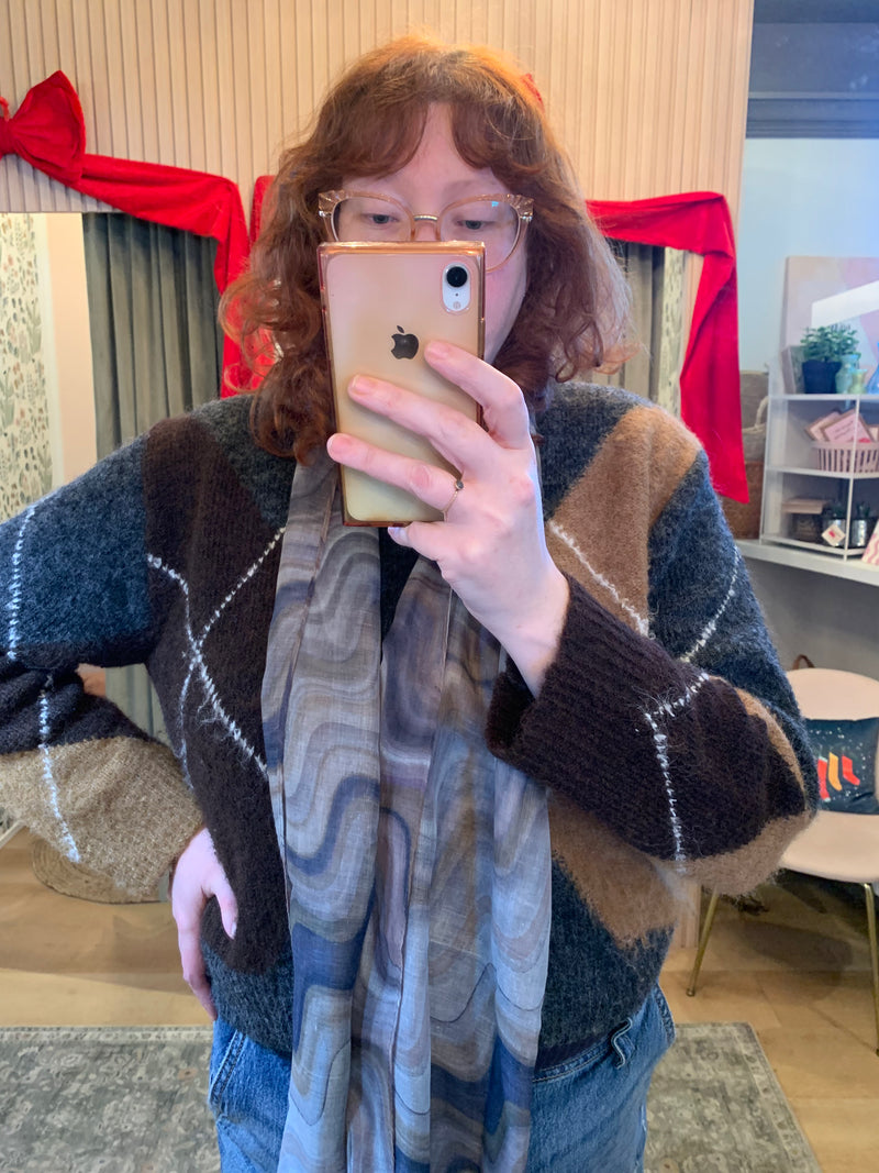 Fraas Swirl Poly Scarf Brown