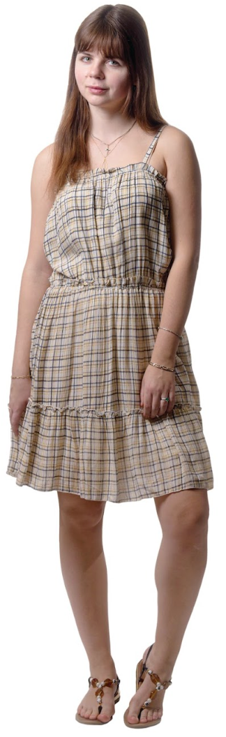 En/Kay Plaid Tank Dress Beige