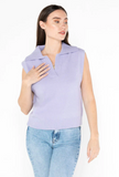 Cest Moi Sleeveless Collared Vest Lilac
