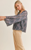 Sadie & Sage Fireworks Peasant Blouse Navy