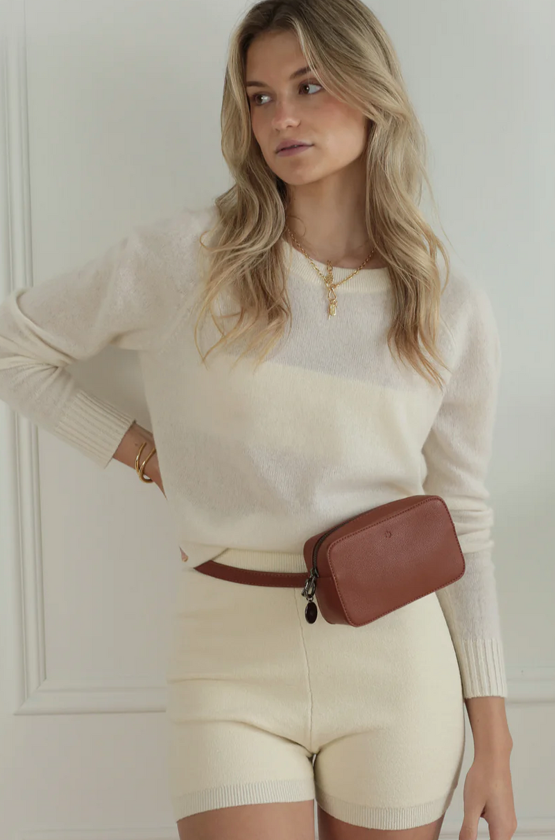 Ela Micro Belt Bag Walnut Pebble