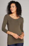 Cest Moi Bamboo 3/4 Sleeve Top Olive