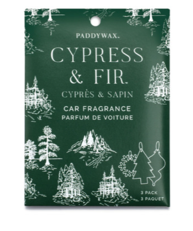 Paddywax Cypress & Fir Car Fragrance 3pk