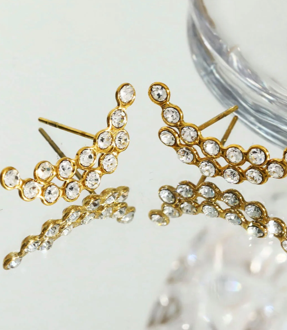 Hackney Nine Kiani Curved Stud Earrings Gold