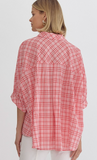 Entro Plaid Oversized Blouse Pink