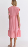 Entro V Neck Ruffle Dress Pink