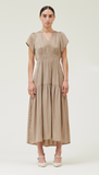 Grade & Gather Tiered Midi Dress Desert Taupe