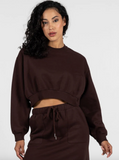 Cest Moi Fleece Crop Pullover Espresso