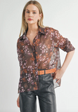 Sage The Label Celebrate Her Sheer Shirt Brown