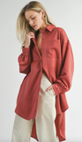 Sage The Label Jess Oversized Shirt Dress Burnt Red