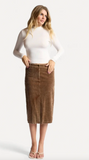 Sage The Label Kahlo Cord Midi Skirt Brown