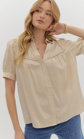 Entro Short Sleeve Blouse Ecru