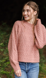 Papillon Cable Knit Pullover Rose