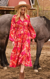 Oddi Floral Print Maxi Dress Magenta