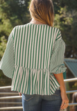 Oddi Stripe Tie Blouse Green