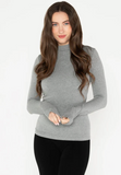 Cest Moi Long Sleeve Bamboo Mock Neck Heather Silver