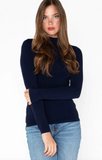 Cest Moi Long Sleeve Bamboo Mock Neck Navy