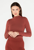 Cest Moi Cropped Bamboo Mock Neck Brandy