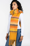 Cest Moi Plush Stripe Tassel Scarf Mandarin