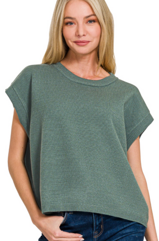 Zenana Sweater Vest Ash Jade