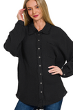 Zenana Cotton Button Down Black Wash