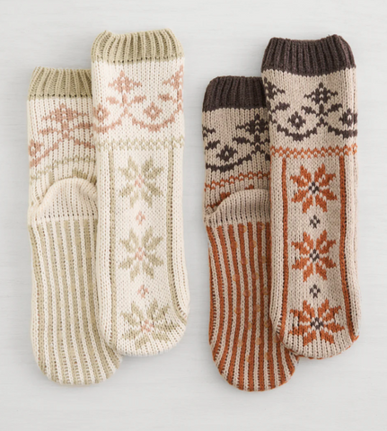 Lemon 2pk Snowfall Slipper Socks Taupe