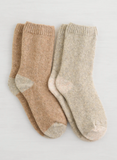 Lemon 2pk Sweater Knit Crew Socks Taupe