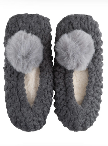 Lemon Popcorn Pom Ballerina Slipper Charcoal