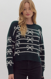 Entro Stripe With Bows Pullover Pine