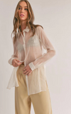 Sage The Label Blurred Sheer Button Down Butter