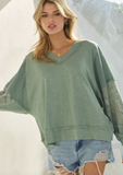 Oddi Lace Trip Pullover In Seafoam