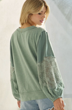 Oddi Lace Trip Pullover In Seafoam